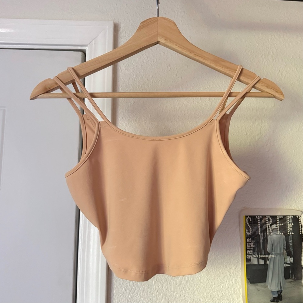 BUFFBUNNY cream nude peach scoop sleeveless knit‎ cropped tank athletic top